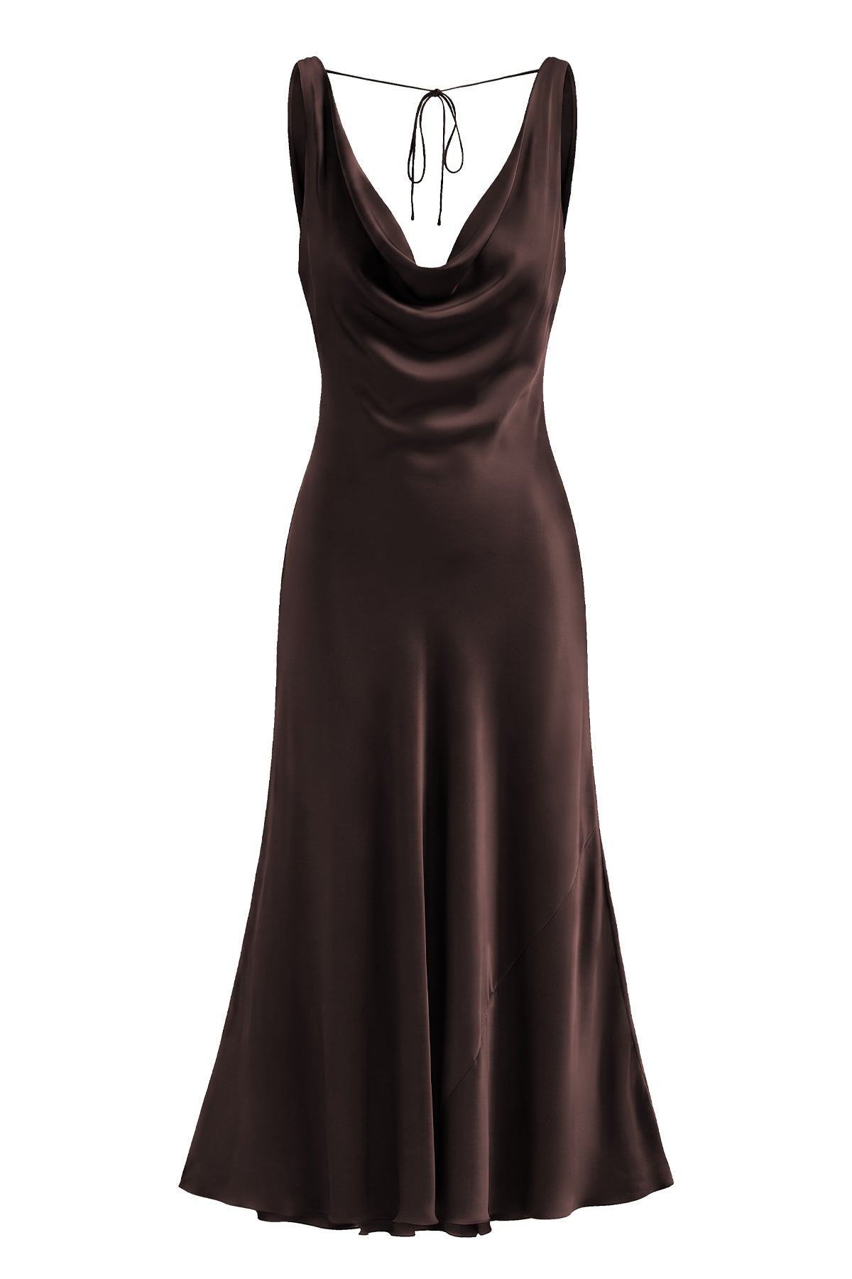 Cowl Neck Backless Satin Maxi Dress