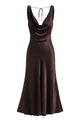 Cowl Neck Backless Satin Maxi Dress