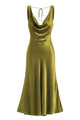 Cowl Neck Backless Satin Maxi Dress