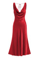 Cowl Neck Backless Satin Maxi Dress