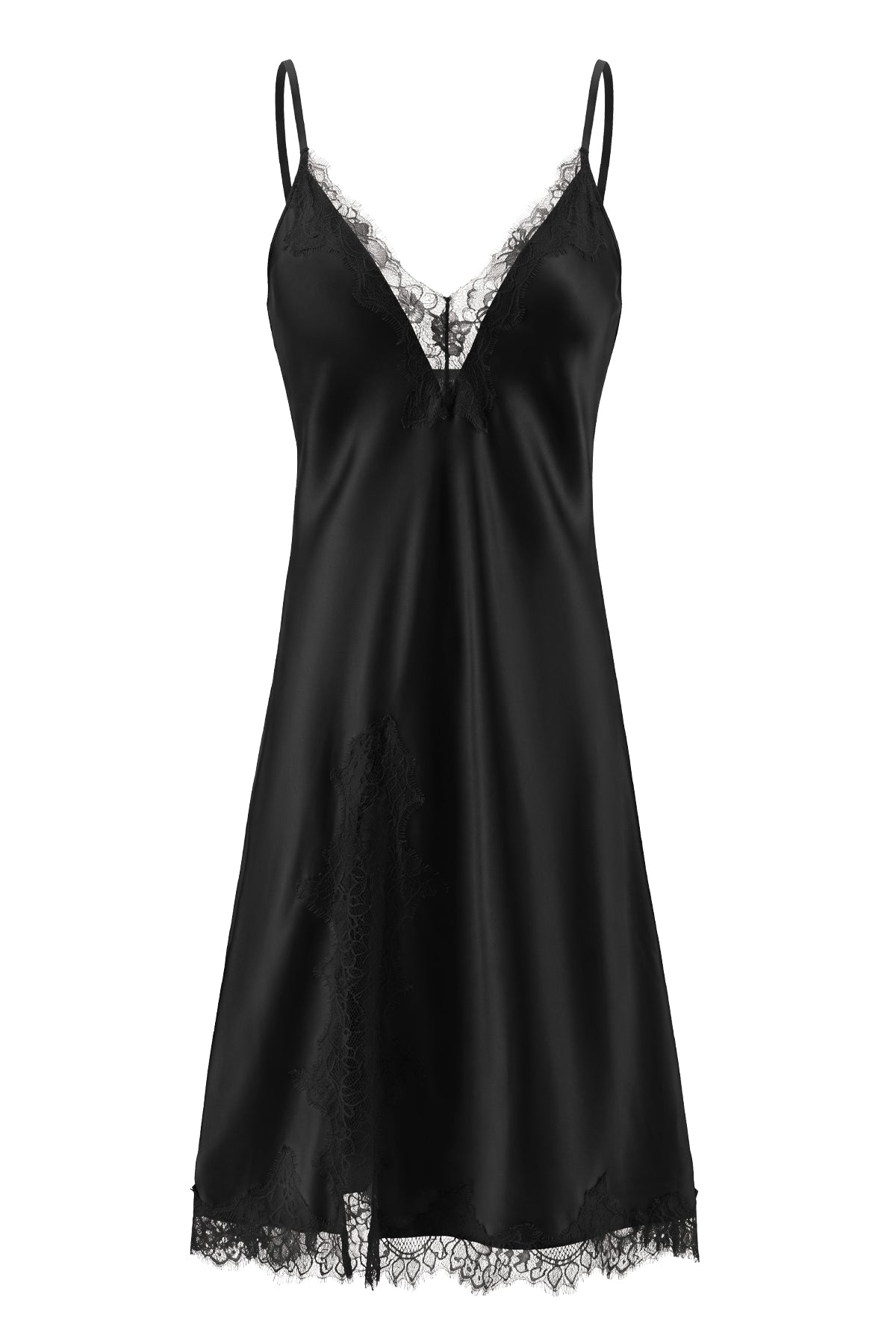 Eyelash Lace Satin Slip Dress