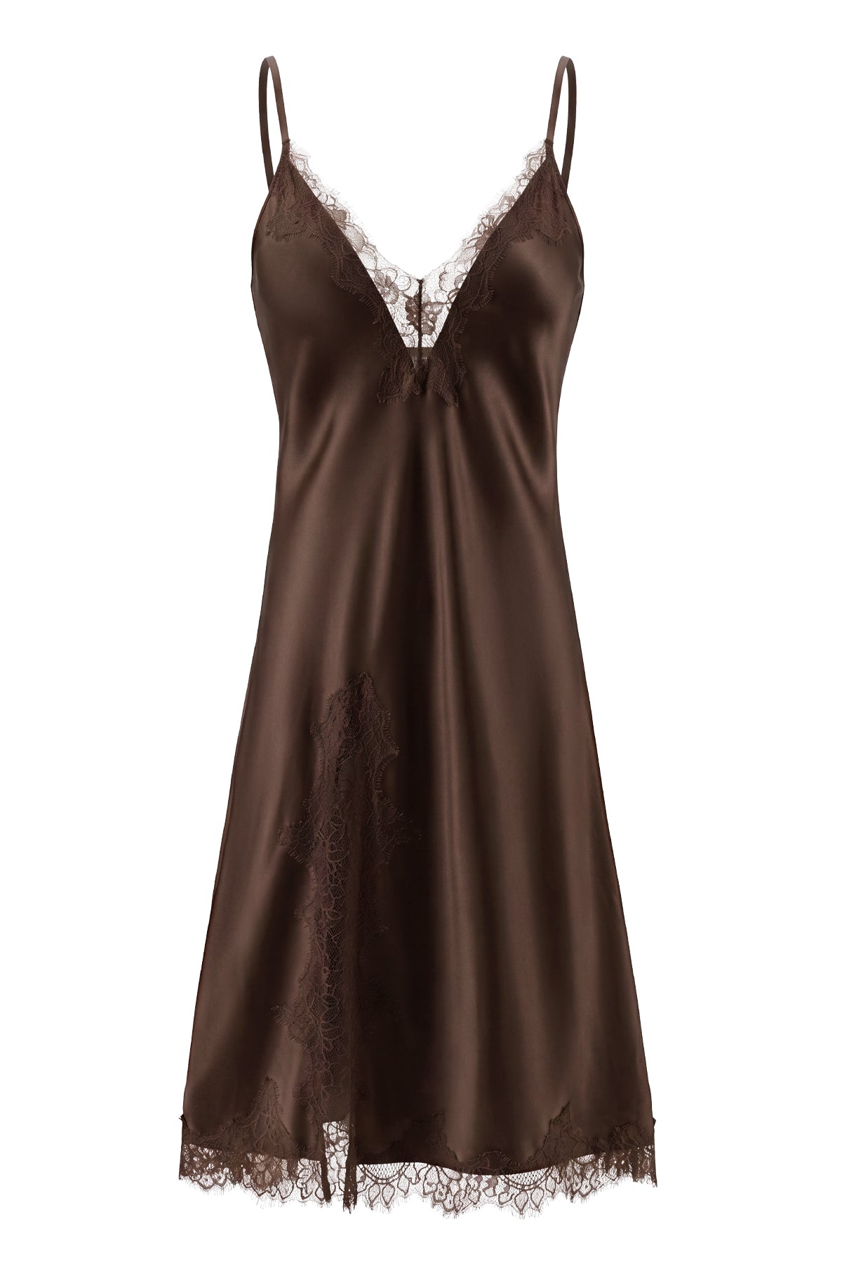 Eyelash Lace Satin Slip Dress