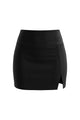 High Waisted Side Slit Mini Skort with Built-In Shorts
