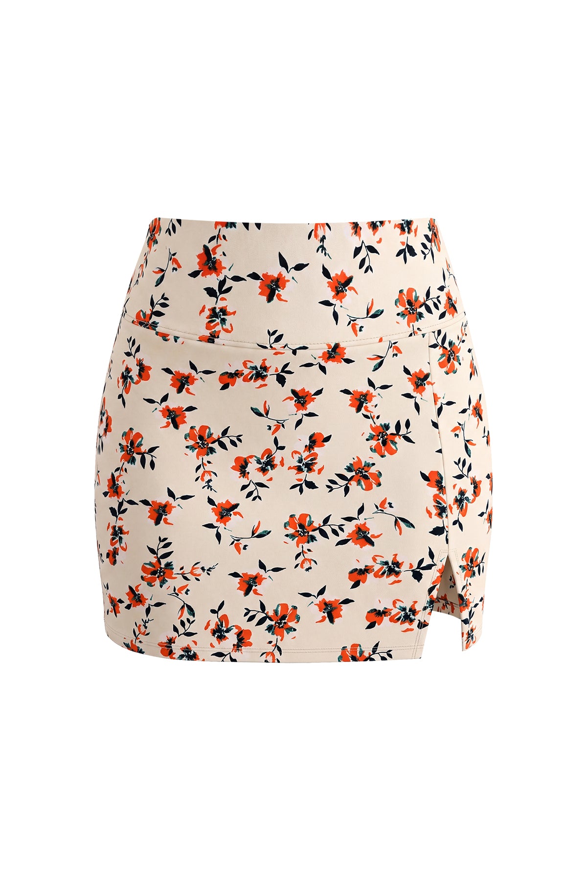 High Waisted Side Slit Mini Skort with Built-In Shorts