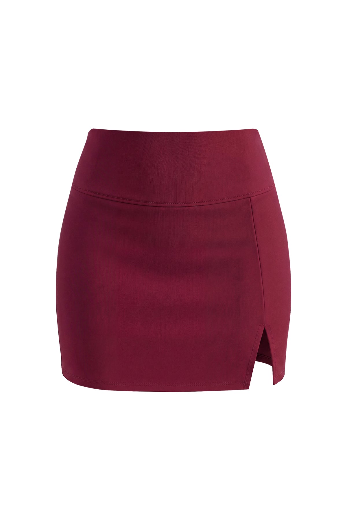 High Waisted Side Slit Mini Skort with Built-In Shorts