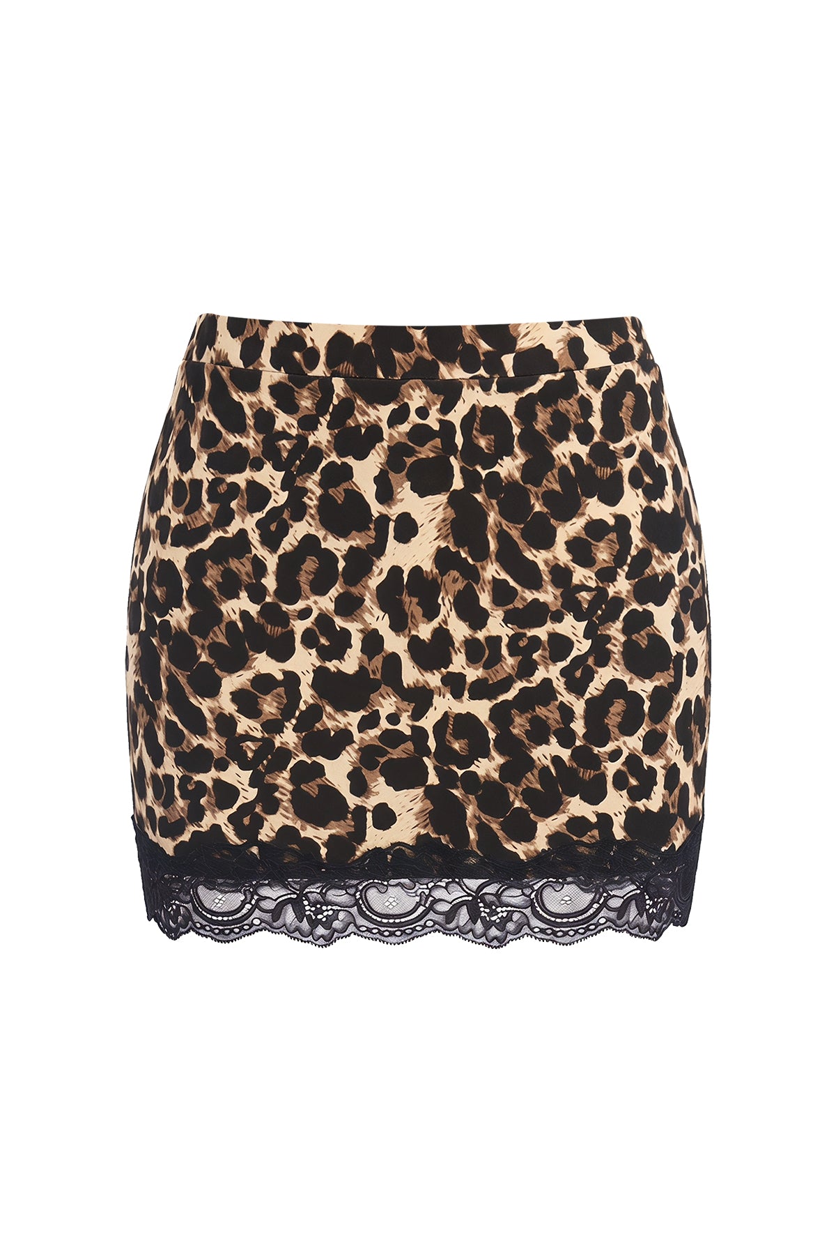 High Waisted Lace Trim Bodycon Mini Skort with Built-In Shorts