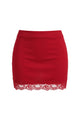 High Waisted Lace Trim Bodycon Mini Skort with Built-In Shorts