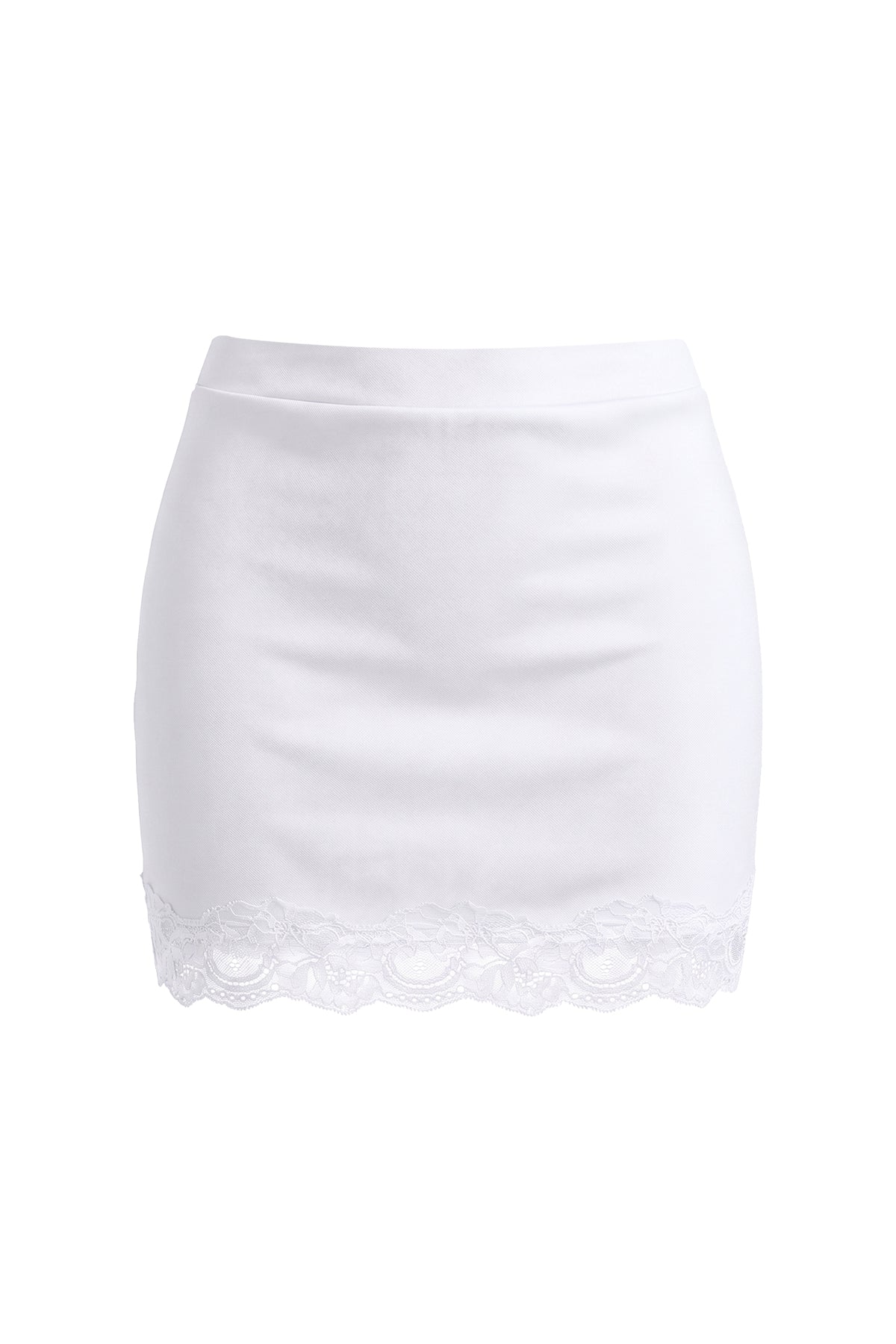 High Waisted Lace Trim Bodycon Mini Skort with Built-In Shorts