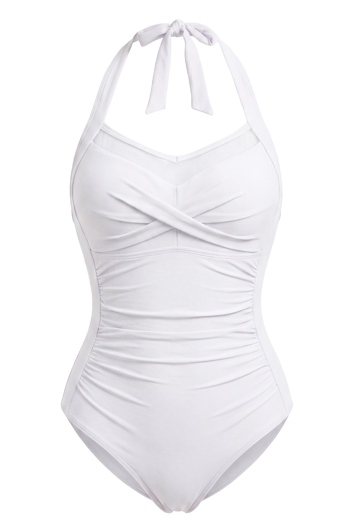 Retro Halter Ruched Tummy Control One-Piece Swimsuit