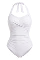 Retro Halter Ruched Tummy Control One-Piece Swimsuit
