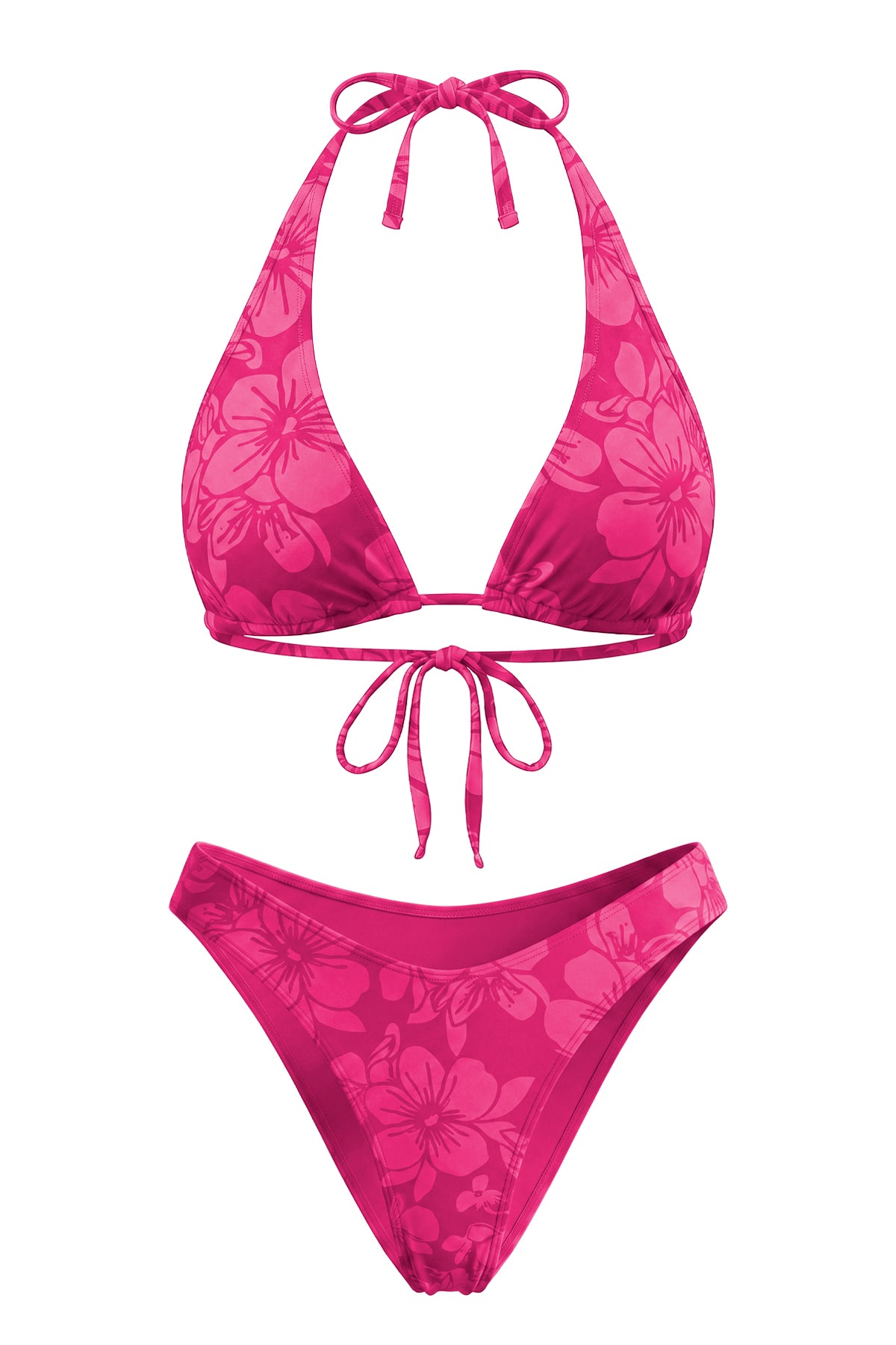 Tonal Floral Triangle Bikini Set