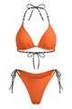 Contrast-Tie Triangle Bikini Set