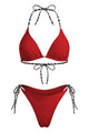 Contrast-Tie Triangle Bikini Set