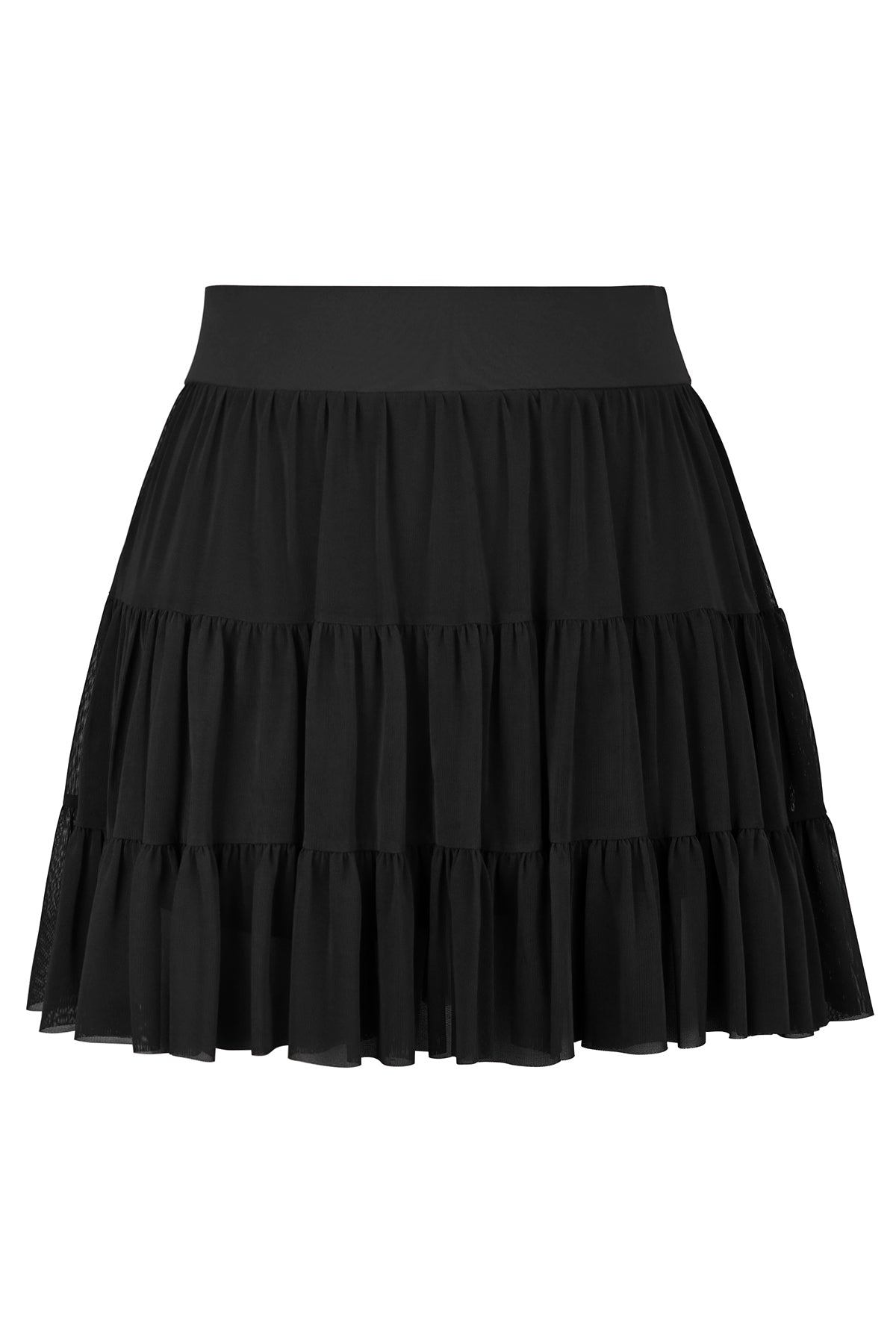 Tiered Mesh Ruffle Mini Skort