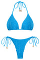 Sparkling Sequin Halter Triangle Bikini Set with Metallic Charms
