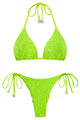 Sparkling Sequin Halter Triangle Bikini Set with Metallic Charms
