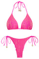 Sparkling Sequin Halter Triangle Bikini Set with Metallic Charms
