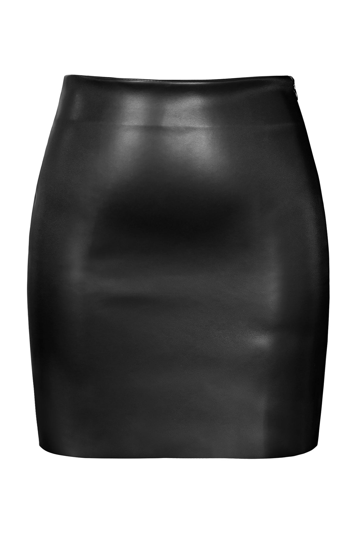 Sleek High-Waisted Coated Mini Skirt