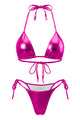 Liquid Metallic Halter Triangle Bikini Set
