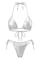 Liquid Metallic Halter Triangle Bikini Set