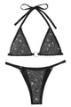 Rhinestone Accent Halter Triangle Bikini Set