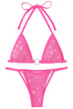 Rhinestone Accent Halter Triangle Bikini Set