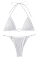 Rhinestone Accent Halter Triangle Bikini Set