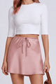 Satin Drawstring Mini Skirt