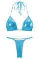 Metallic Halter Triangle Bikini Set with Pearl Accents