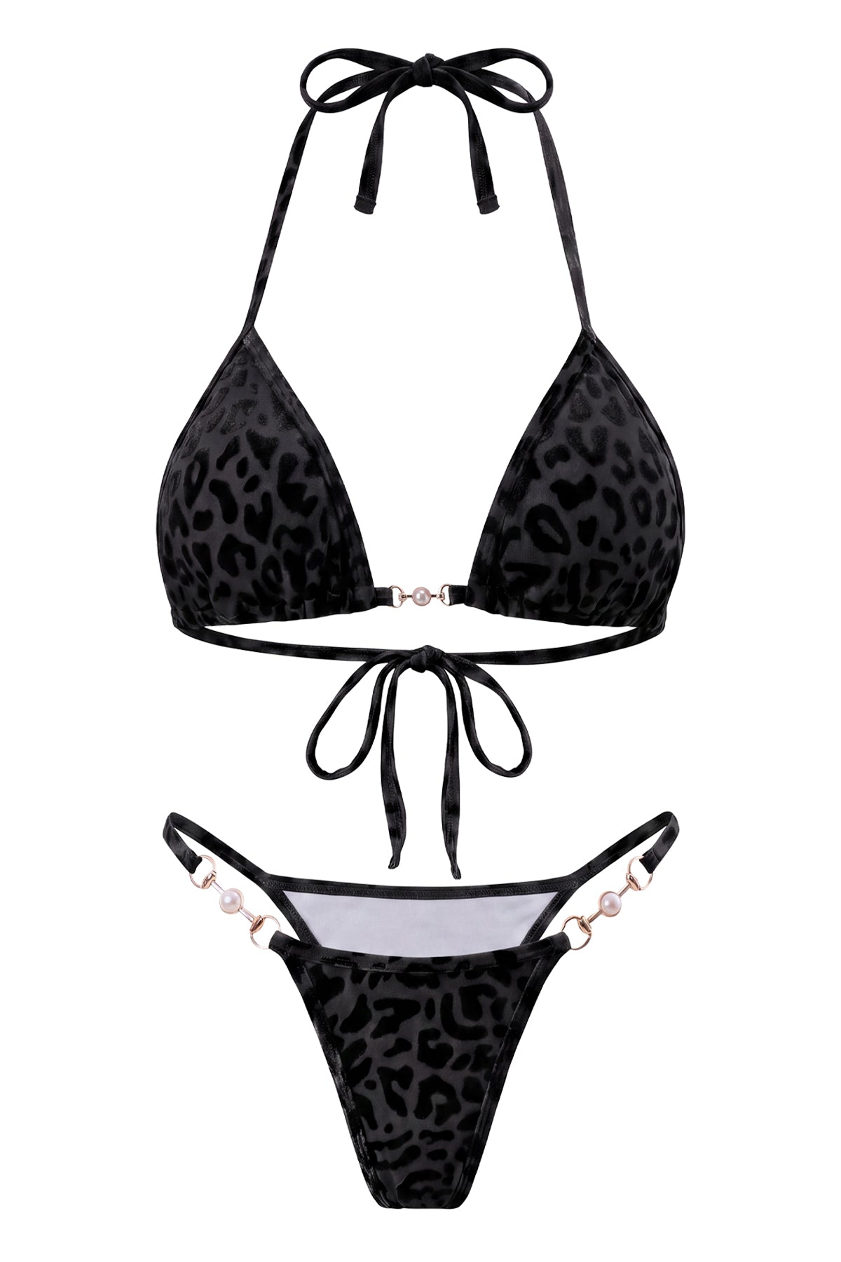 Pearl-Accent Textured Bikini Set