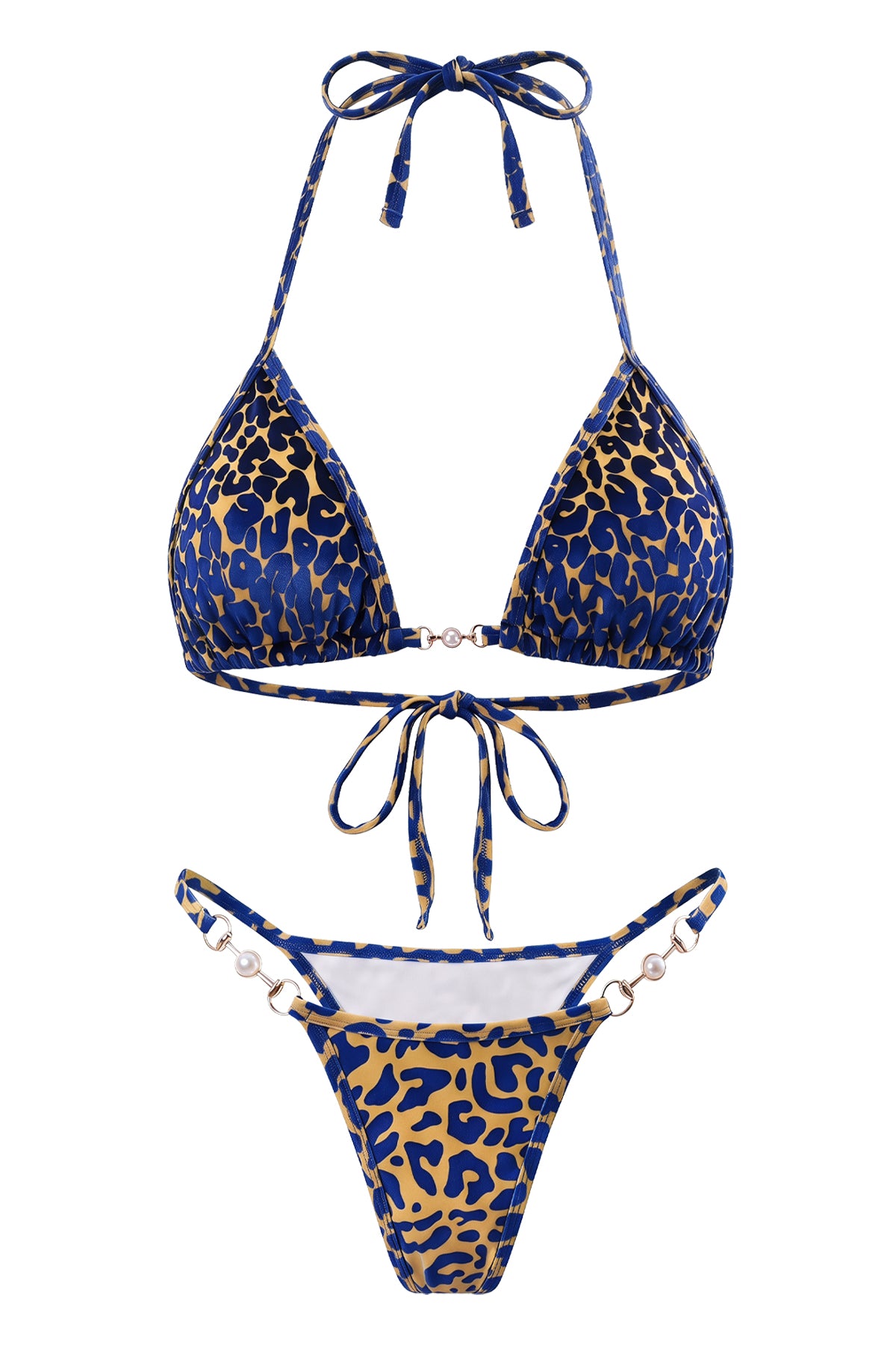 Pearl-Accent Textured Bikini Set
