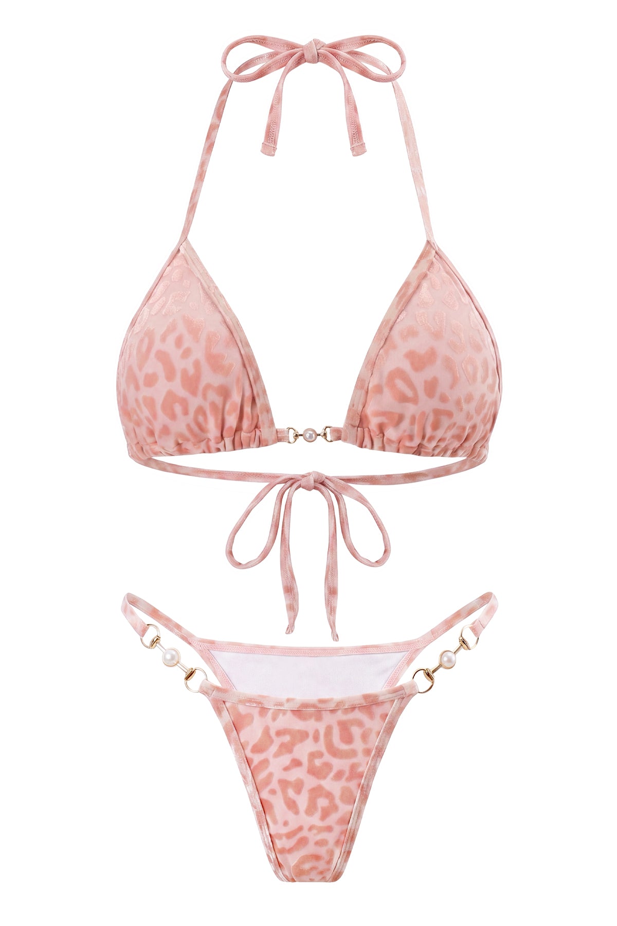 Pearl-Accent Textured Bikini Set