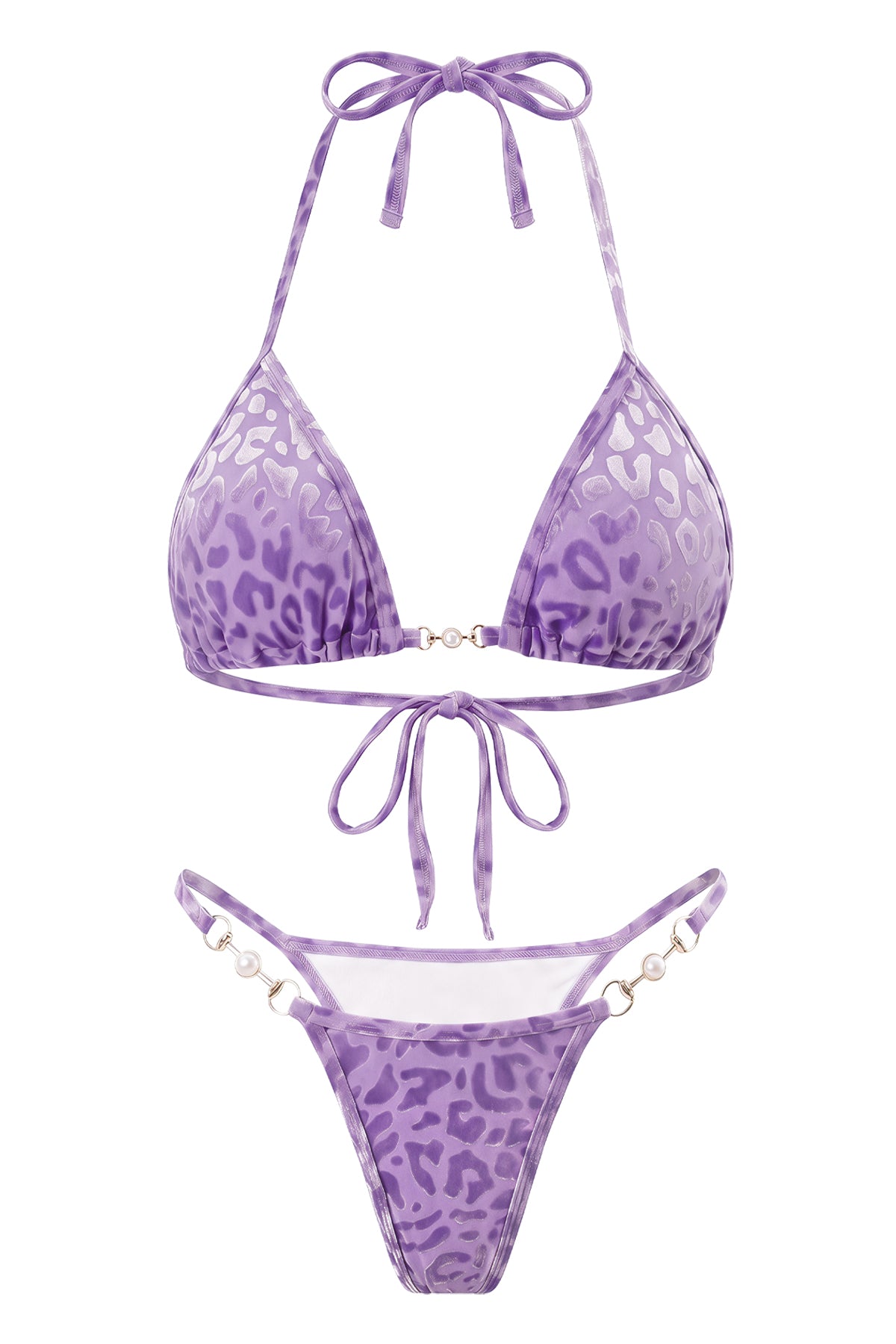 Pearl-Accent Textured Bikini Set