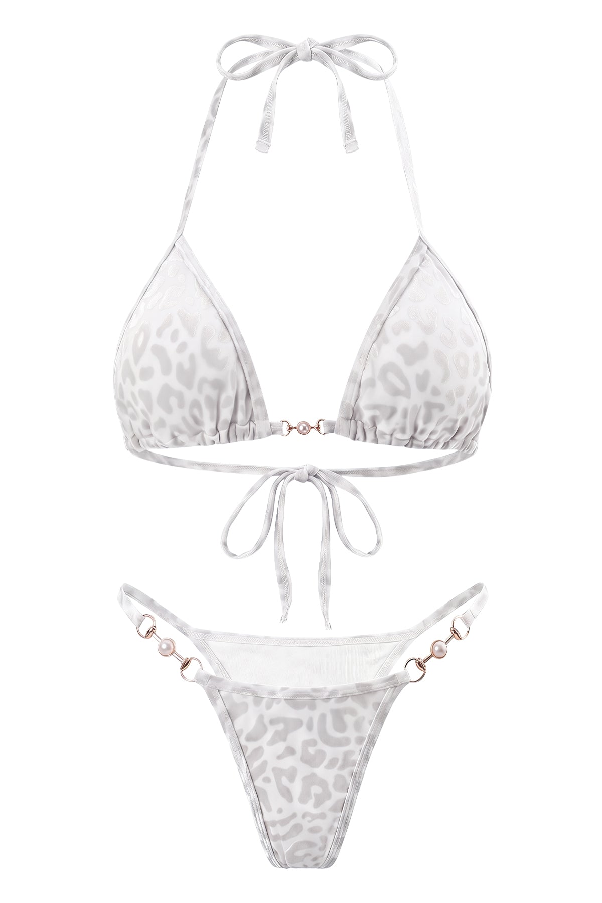 Pearl-Accent Textured Bikini Set
