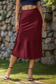 Satin A-Line Midi Skirt