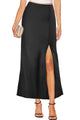 Flowy Satin Side Split Maxi Skirt