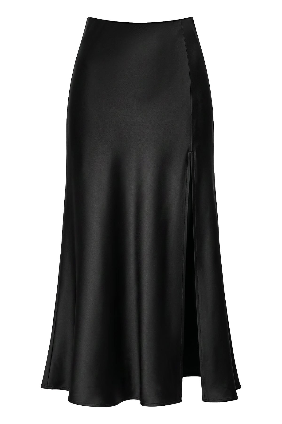 Flowy Satin Side Split Maxi Skirt