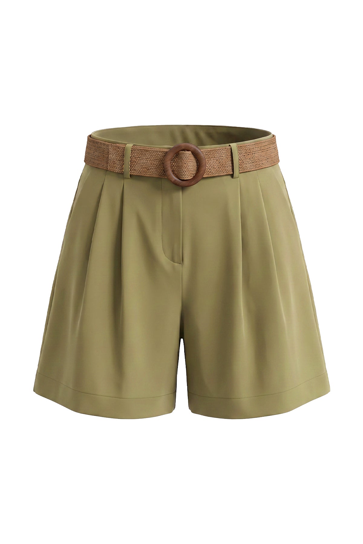 High Waist Belted Linen Shorts