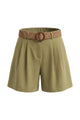 High Waist Belted Linen Shorts