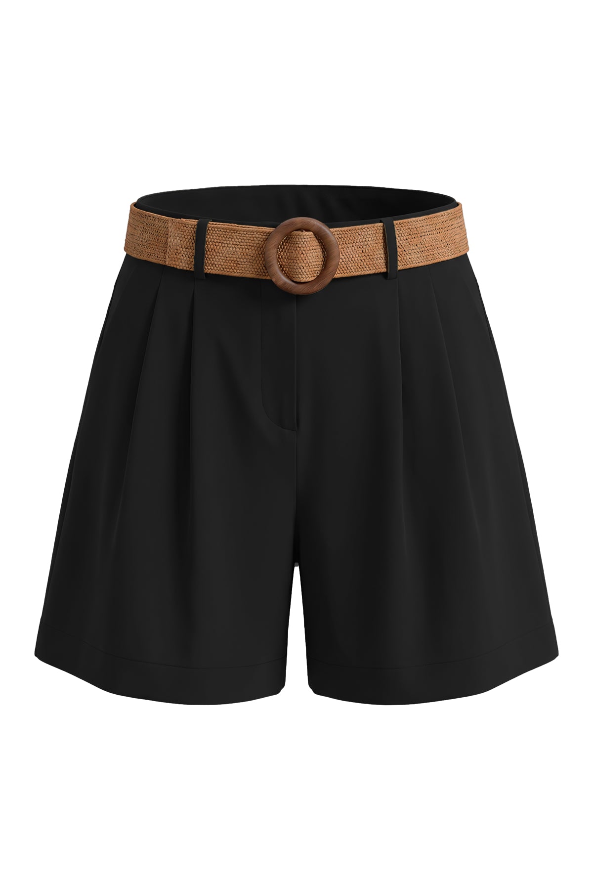 High Waist Belted Linen Shorts