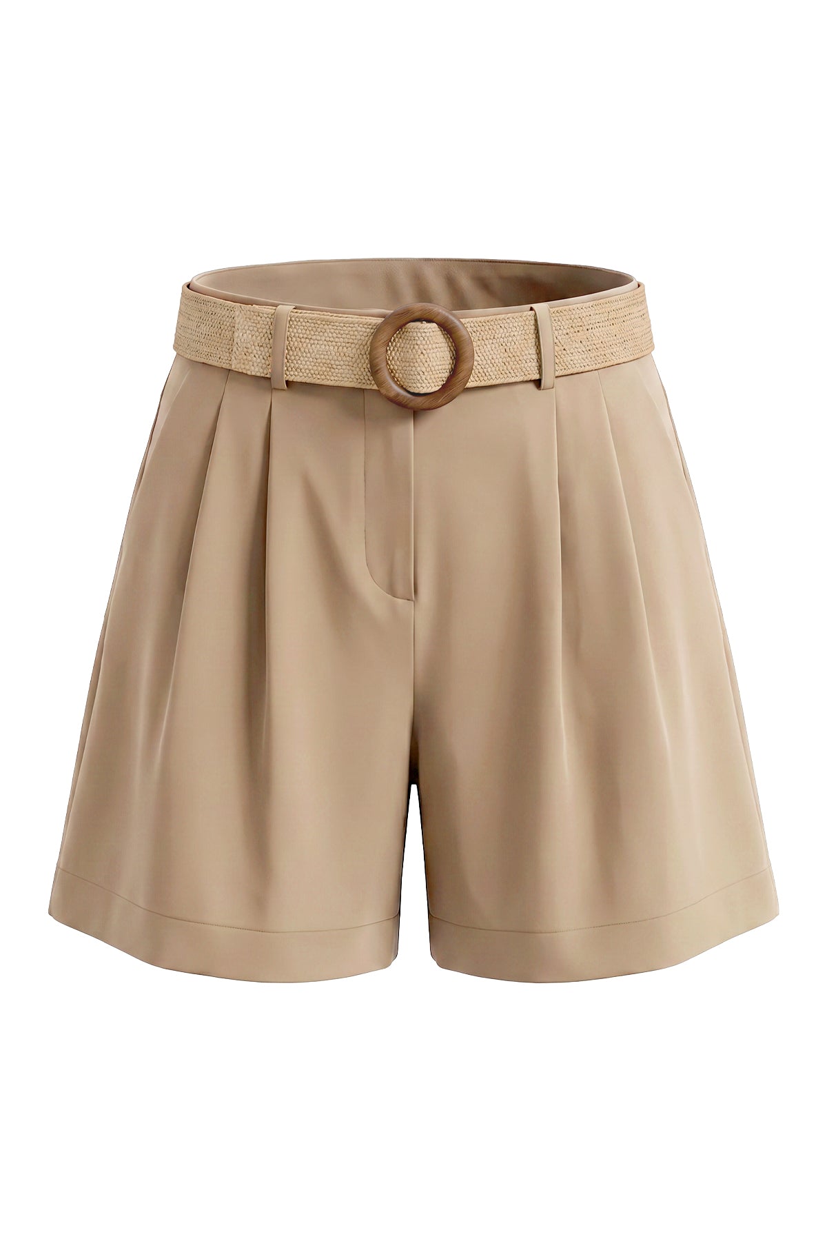 High Waist Belted Linen Shorts
