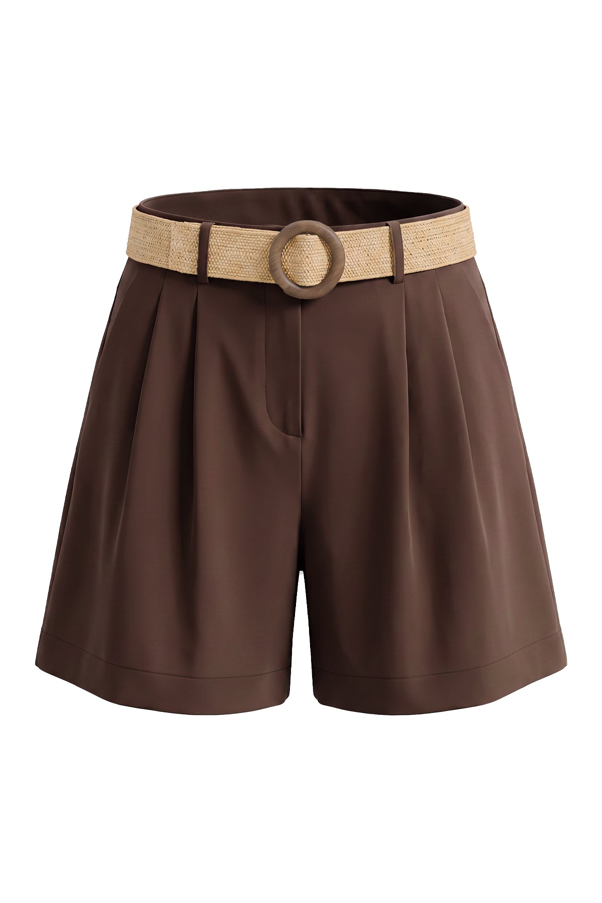 High Waist Belted Linen Shorts