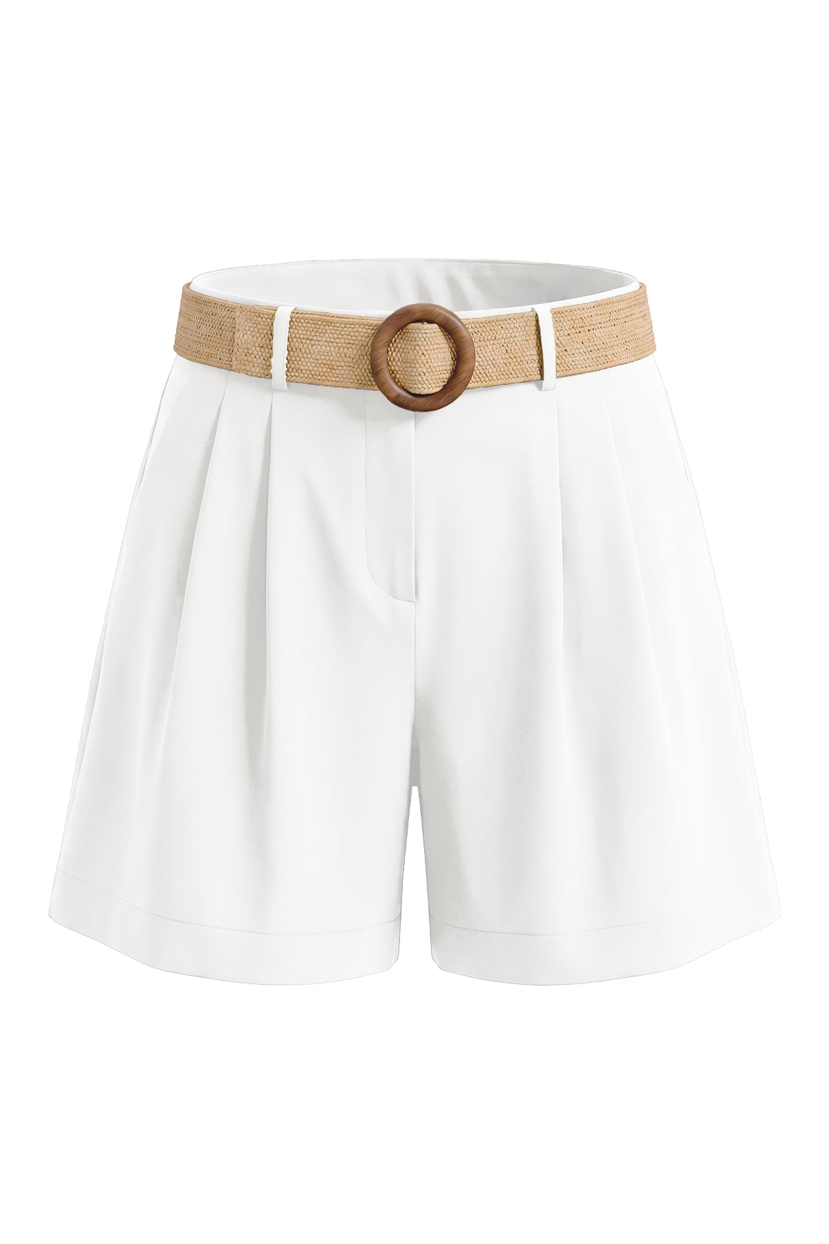 High Waist Belted Linen Shorts