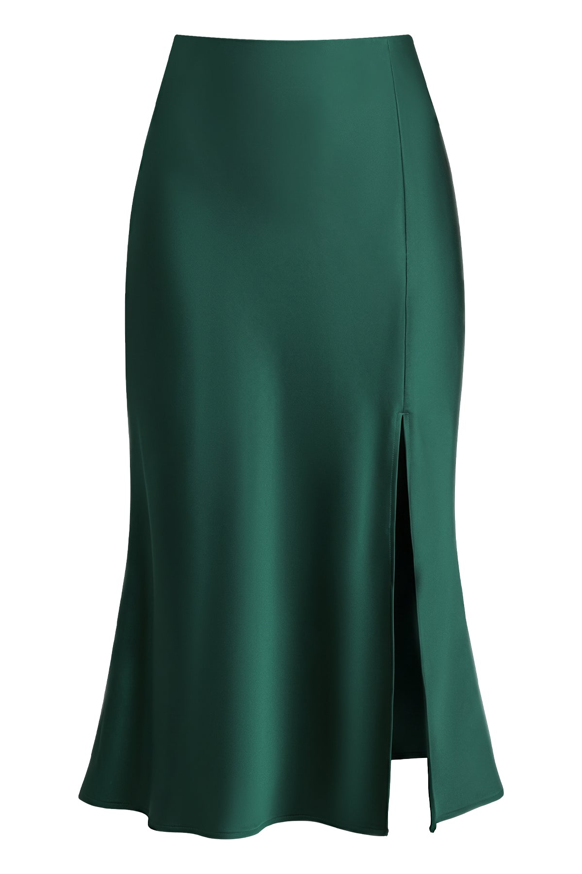 Satin Side Split Midi Skirt