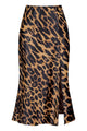 Satin Side Split Midi Skirt