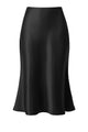 Satin Side Split Midi Skirt