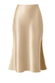 Satin Side Split Midi Skirt