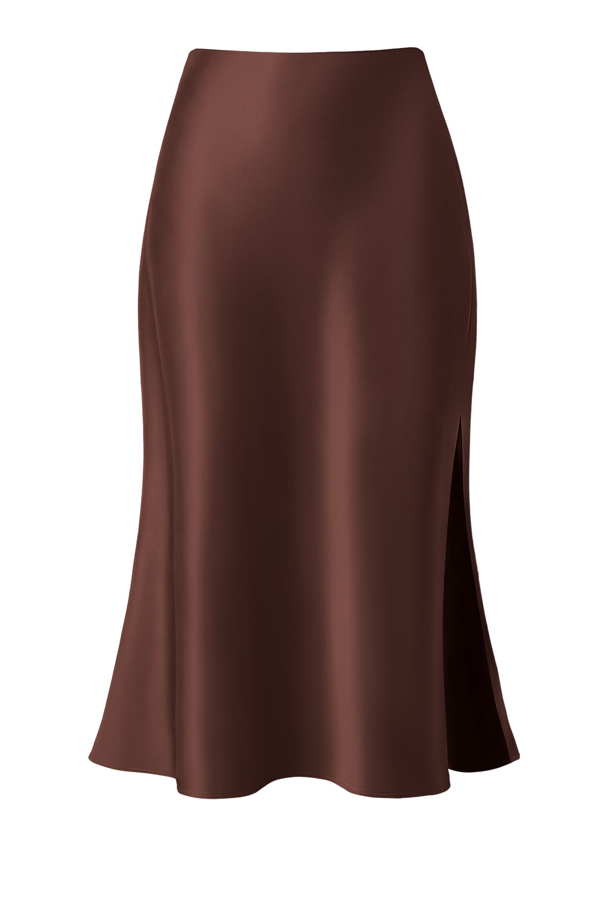 Satin Side Split Midi Skirt