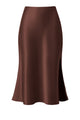 Satin Side Split Midi Skirt