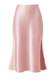 Satin Side Split Midi Skirt
